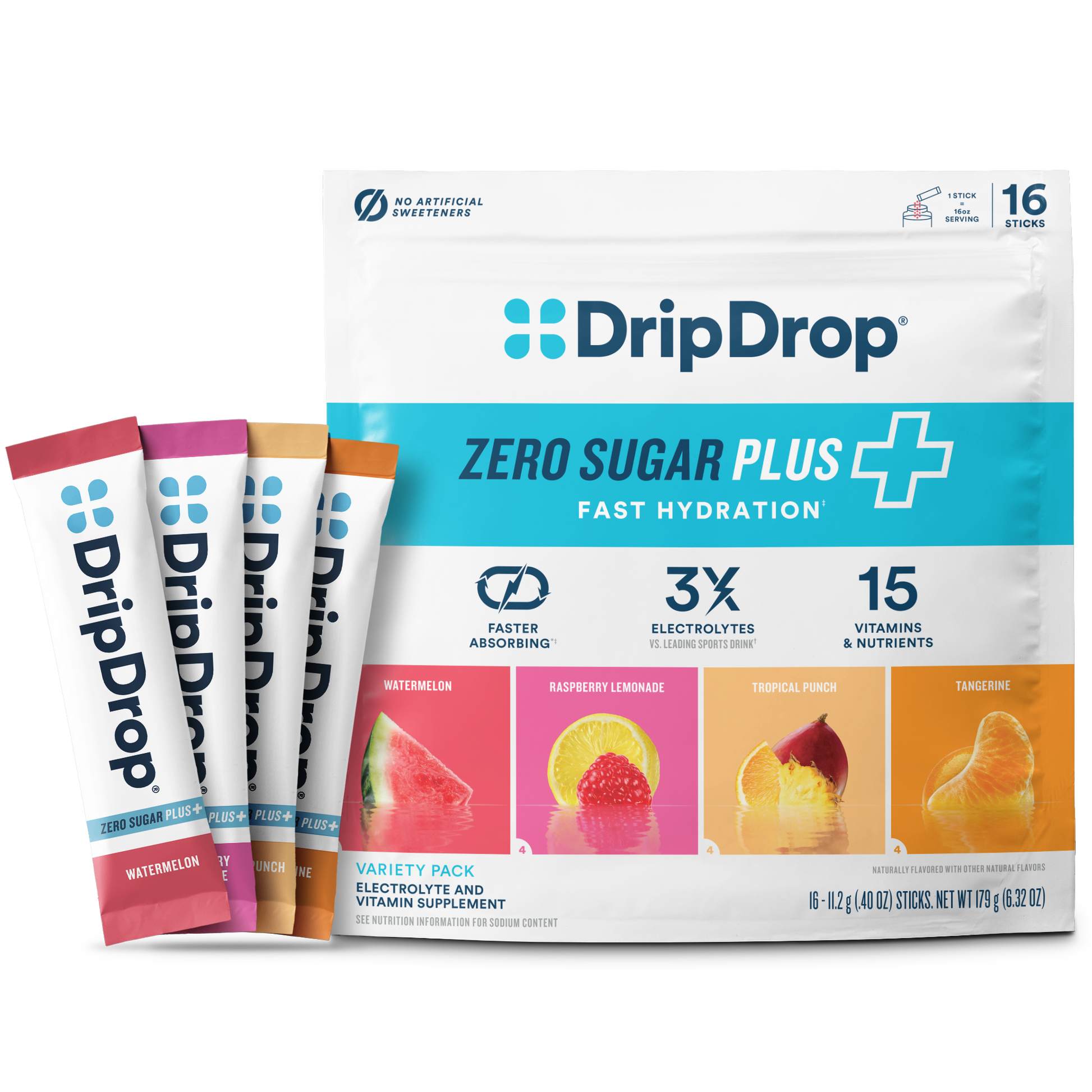 dripdrop-zero-sugar-plus-watermelon-tangerine-tropical-punch-raspberry-lemonade-16-oz-sticks-16-count-k9 Pouch_16ct_Front16ozSticks_VSPlus_Variety_A.png