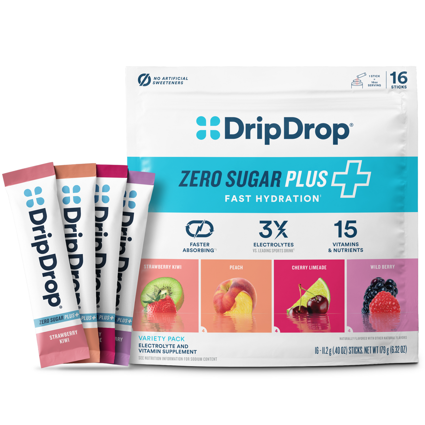 dripdrop-zero-sugar-plus-strawberry-kiwi-peach-cherry-limeade-wild-berry-16-oz-sticks-16-count-t8 Pouch_16ct_Front16ozSticks_VSPlus_Variety_B.png